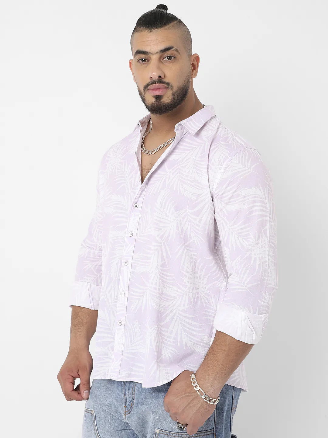 Lilac Contrast Pinstriped Shirt