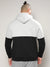 Plus Size Men's Black & Grey Pullover Hoodie With Ribbed Hem