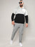 Plus Size Men's Black & Grey Pullover Hoodie With Ribbed Hem