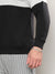 Plus Size Men's Black & Grey Pullover Hoodie With Ribbed Hem
