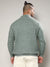Men Plus-Size Olive Green Textured Knit Pullover Sweater