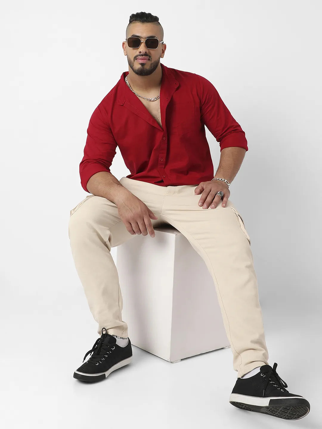 Solid Red Full Sleeve Casual Shirt