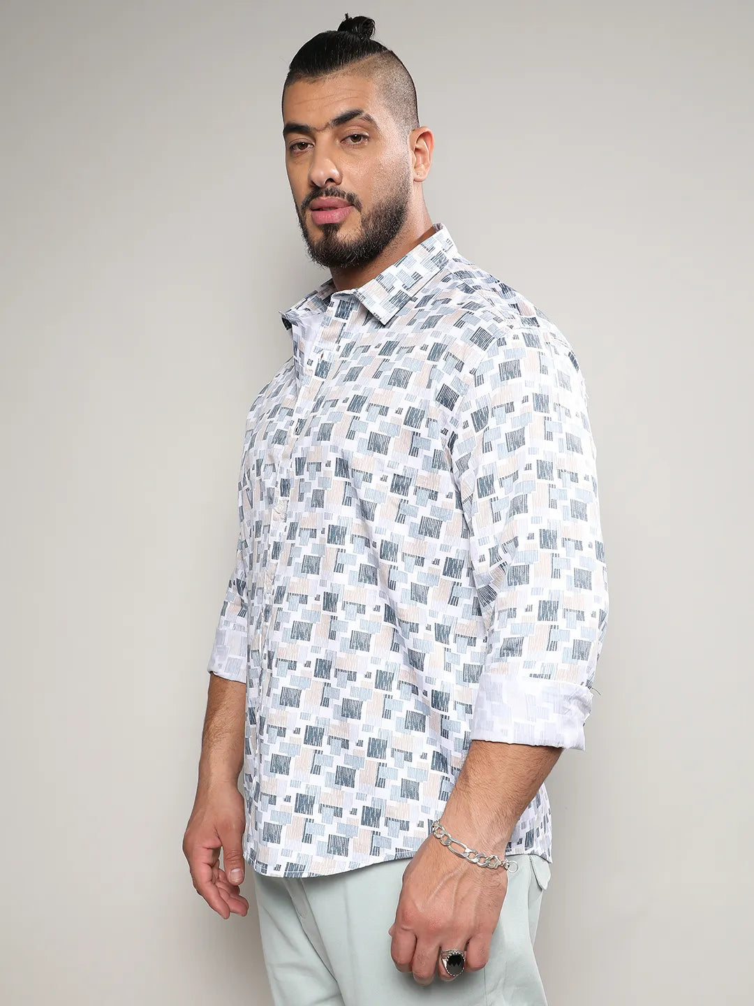 Blue Abstract Geometric Shirt