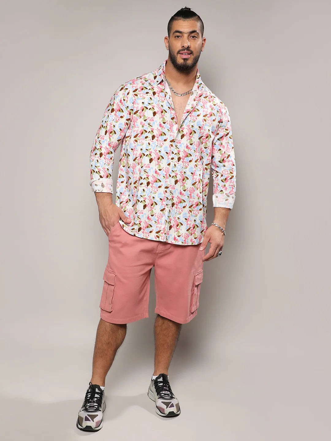 Blue & Pink Leaf Strokes Shirt