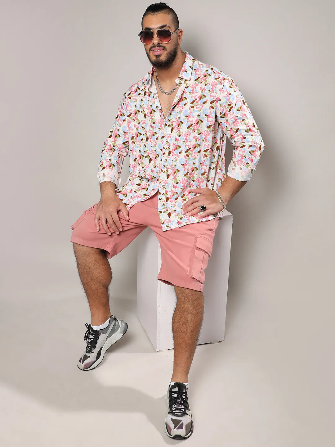 Blue & Pink Leaf Strokes Shirt