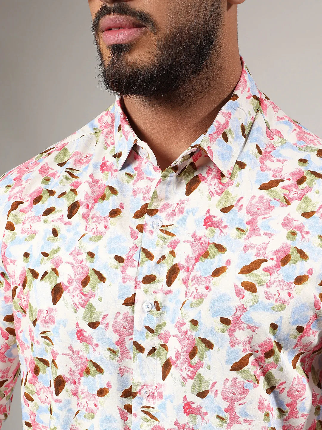 Blue & Pink Leaf Strokes Shirt