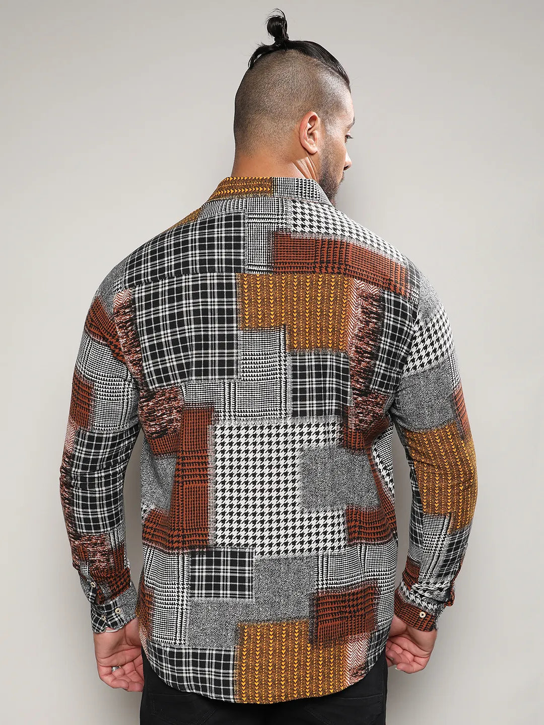 Brown Herringbone Block Shirt