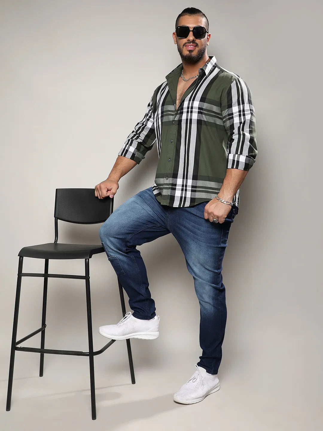 Dark Green Tartan Plain Shirt