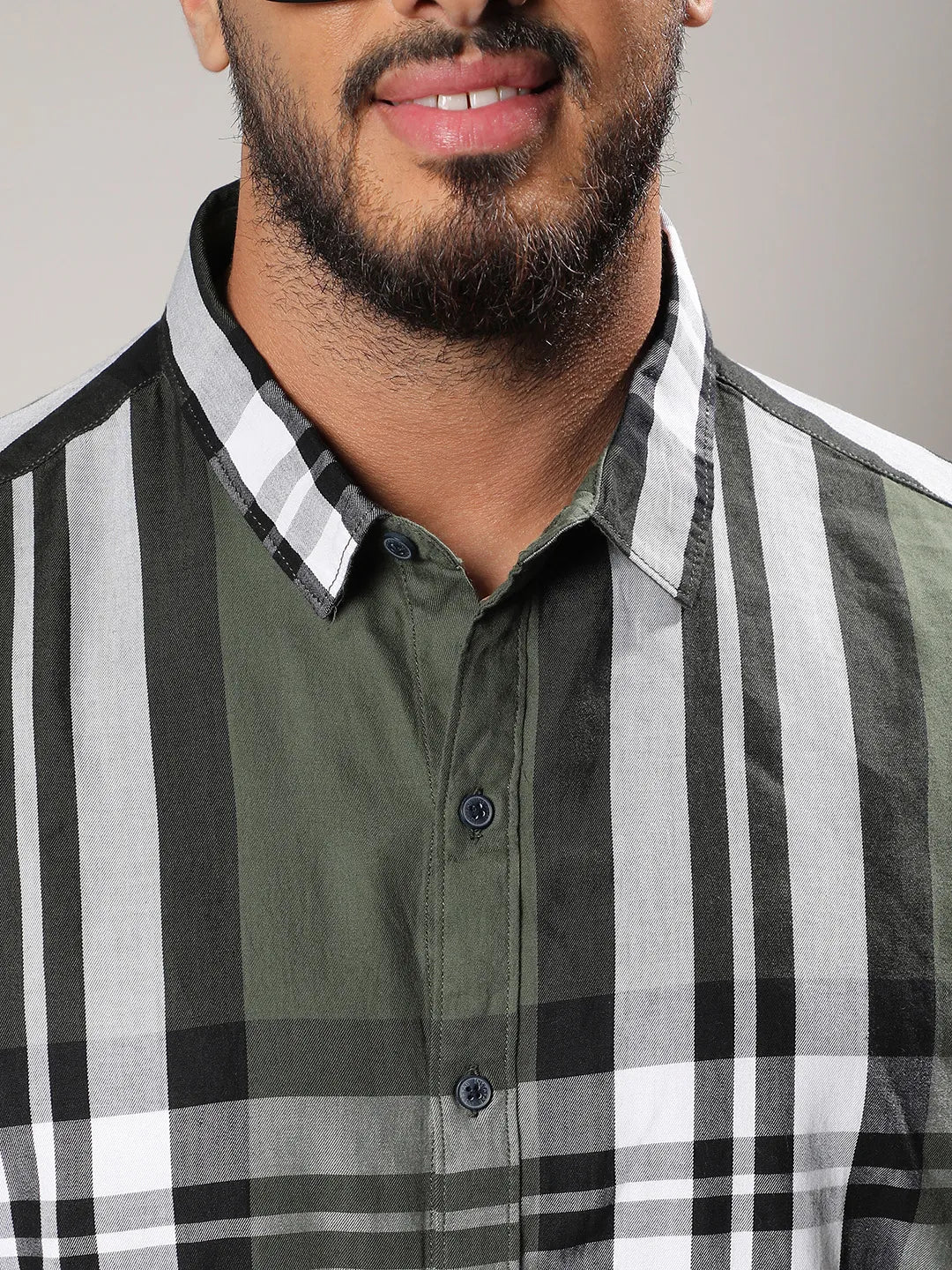 Dark Green Tartan Plain Shirt