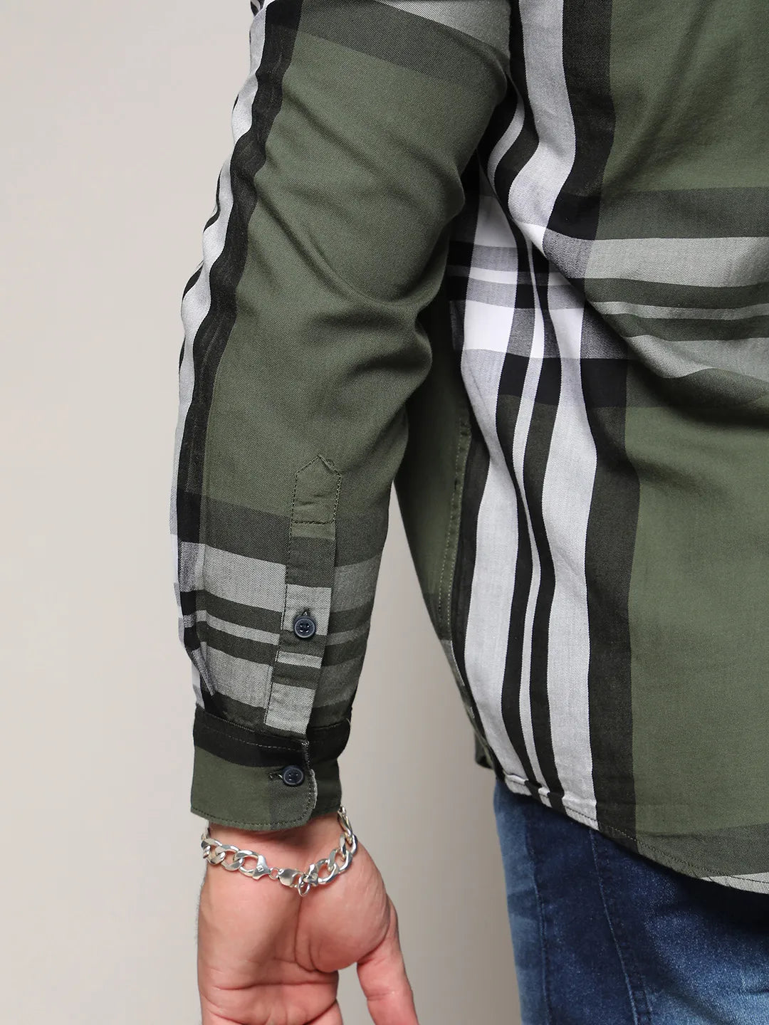 Dark Green Tartan Plain Shirt