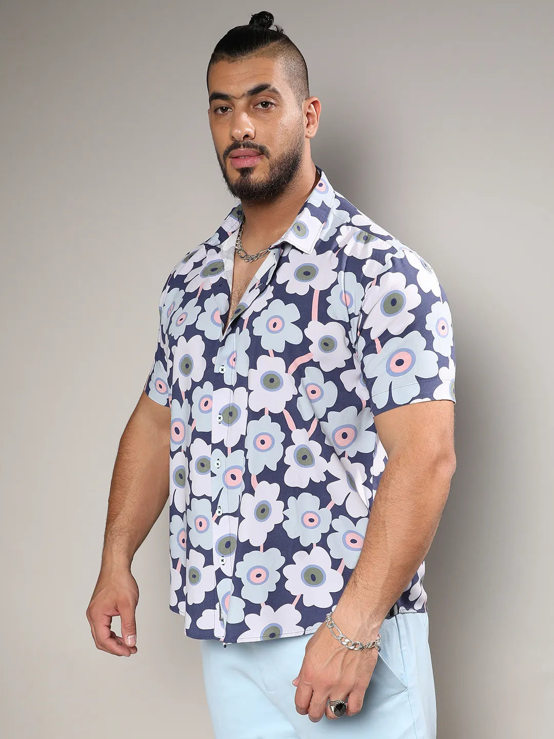Indigo Blue Maxi Floral Block Shirt