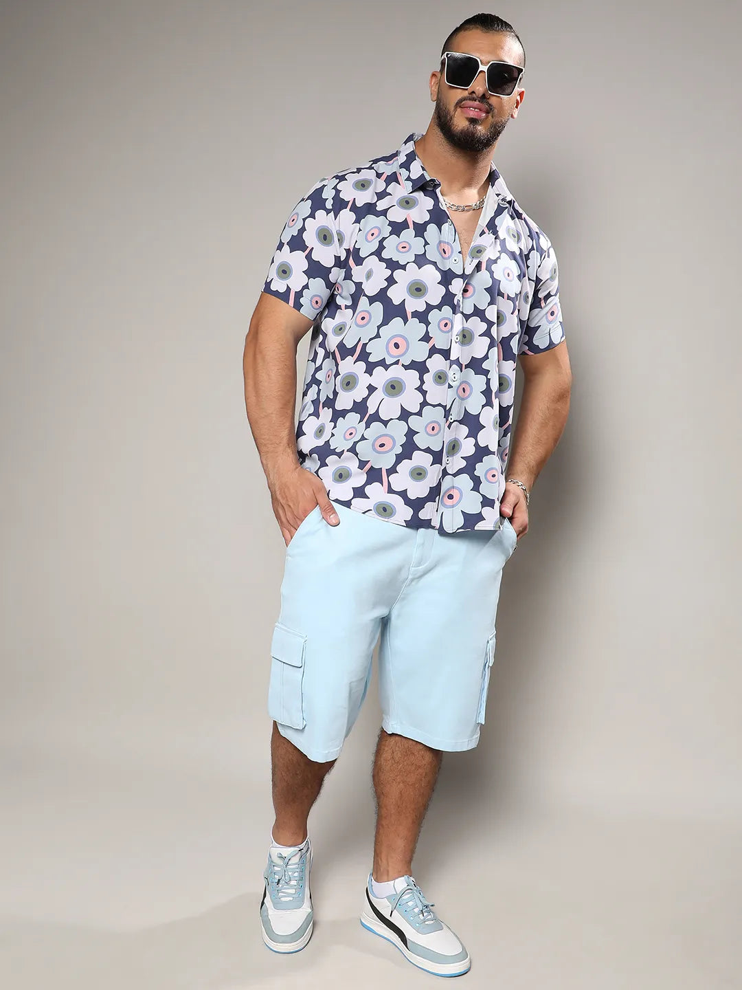 Indigo Blue Maxi Floral Block Shirt