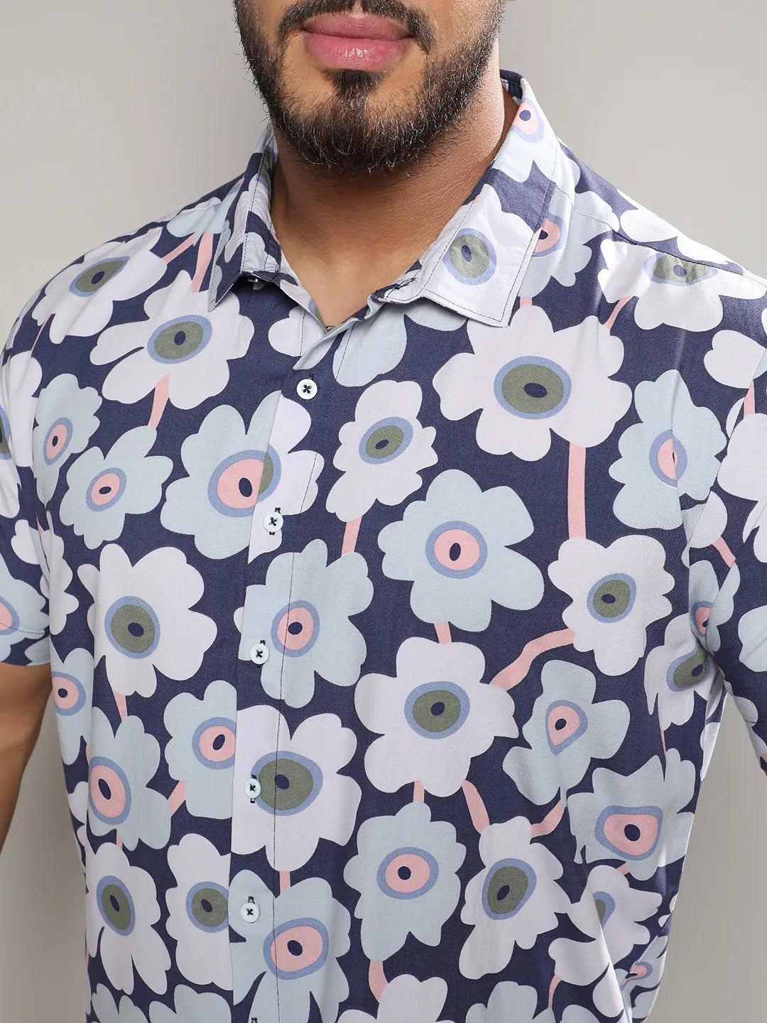 Indigo Blue Maxi Floral Block Shirt