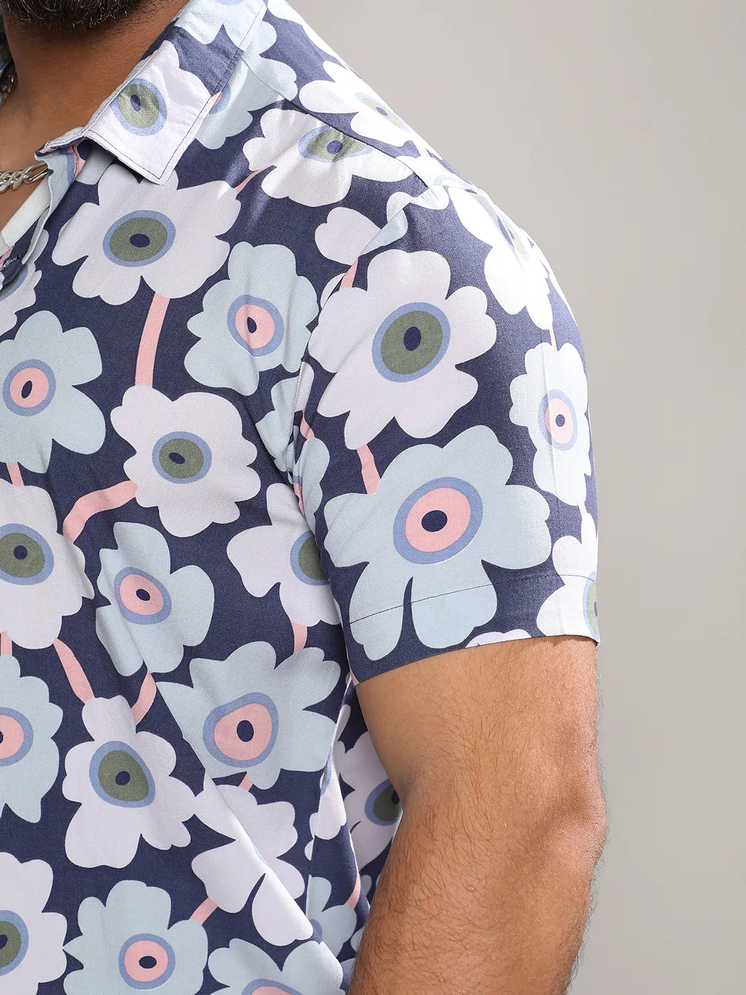 Indigo Blue Maxi Floral Block Shirt