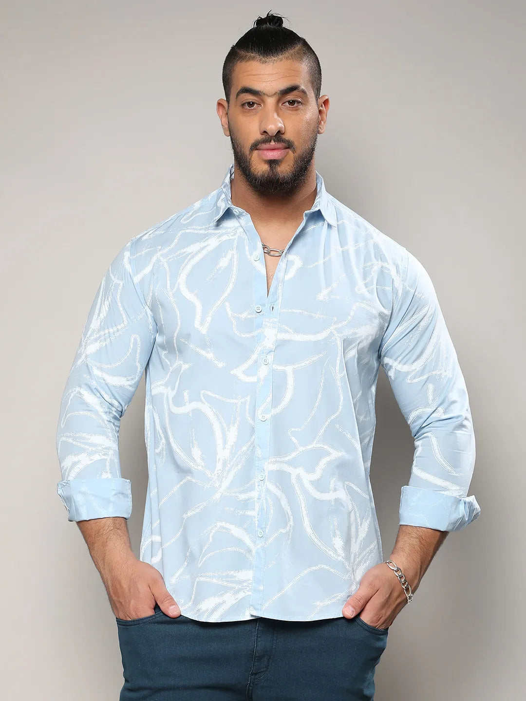 Light Blue Faded Strokes Shirt