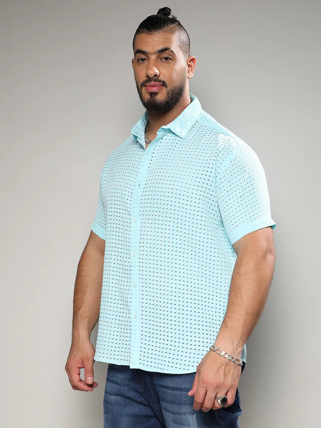 Light Blue See-Through Square Shirt