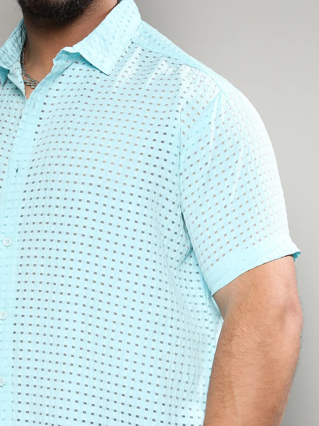 Light Blue See-Through Square Shirt