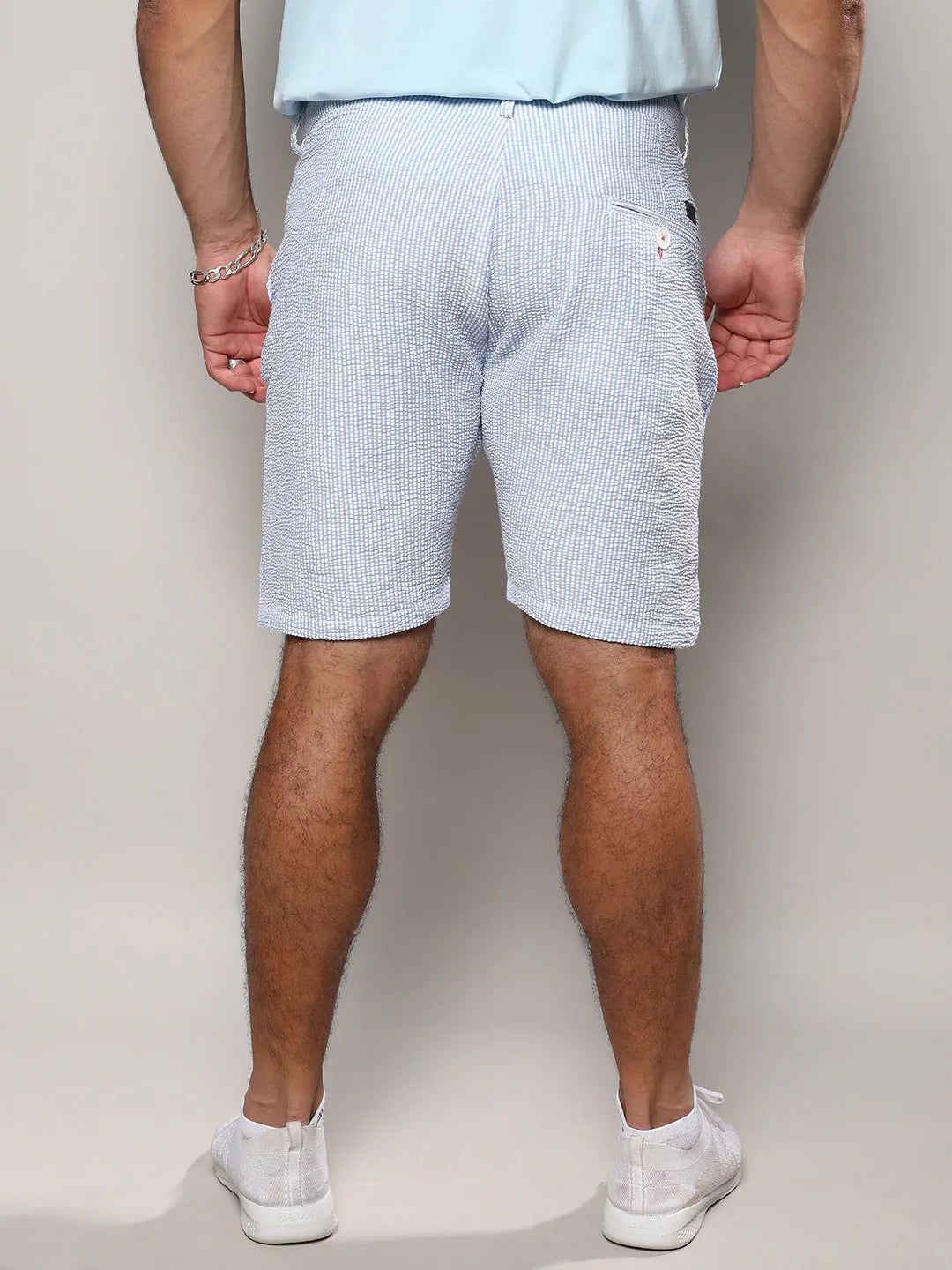 Light Blue Seersucker Stripe Shorts