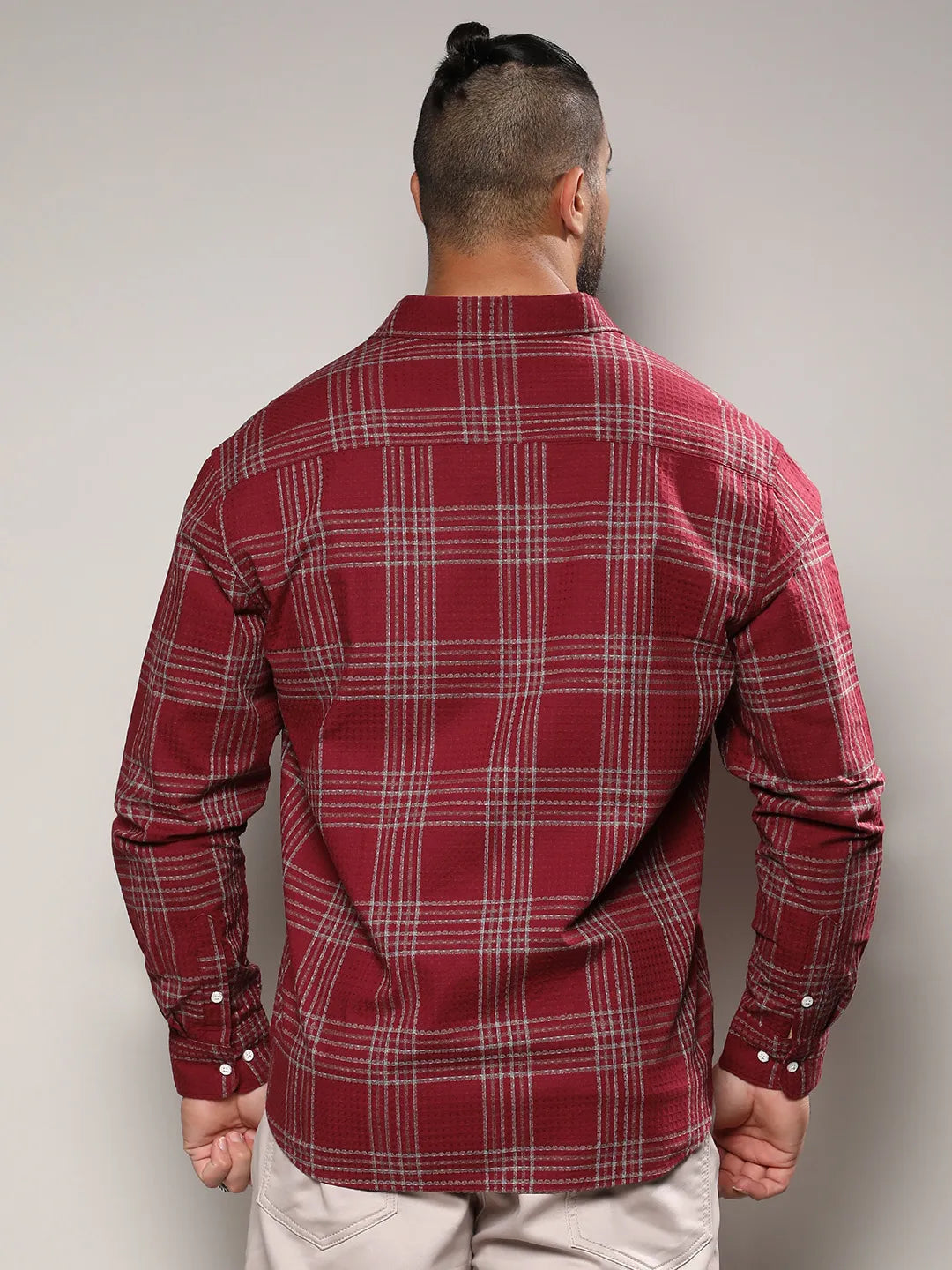 Maroon Red Chalk Tartan Plaid Shirt