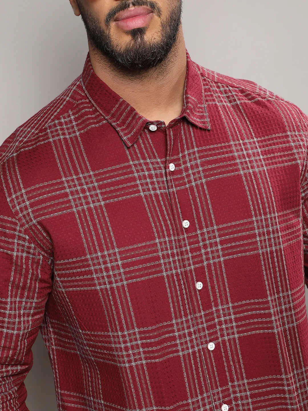Maroon Red Chalk Tartan Plaid Shirt