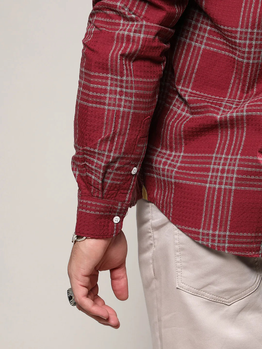 Maroon Red Chalk Tartan Plaid Shirt