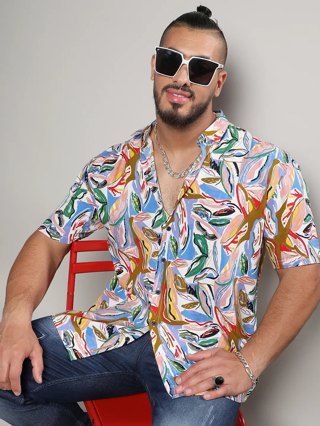 Multicolour Abstract Foilage Shirt