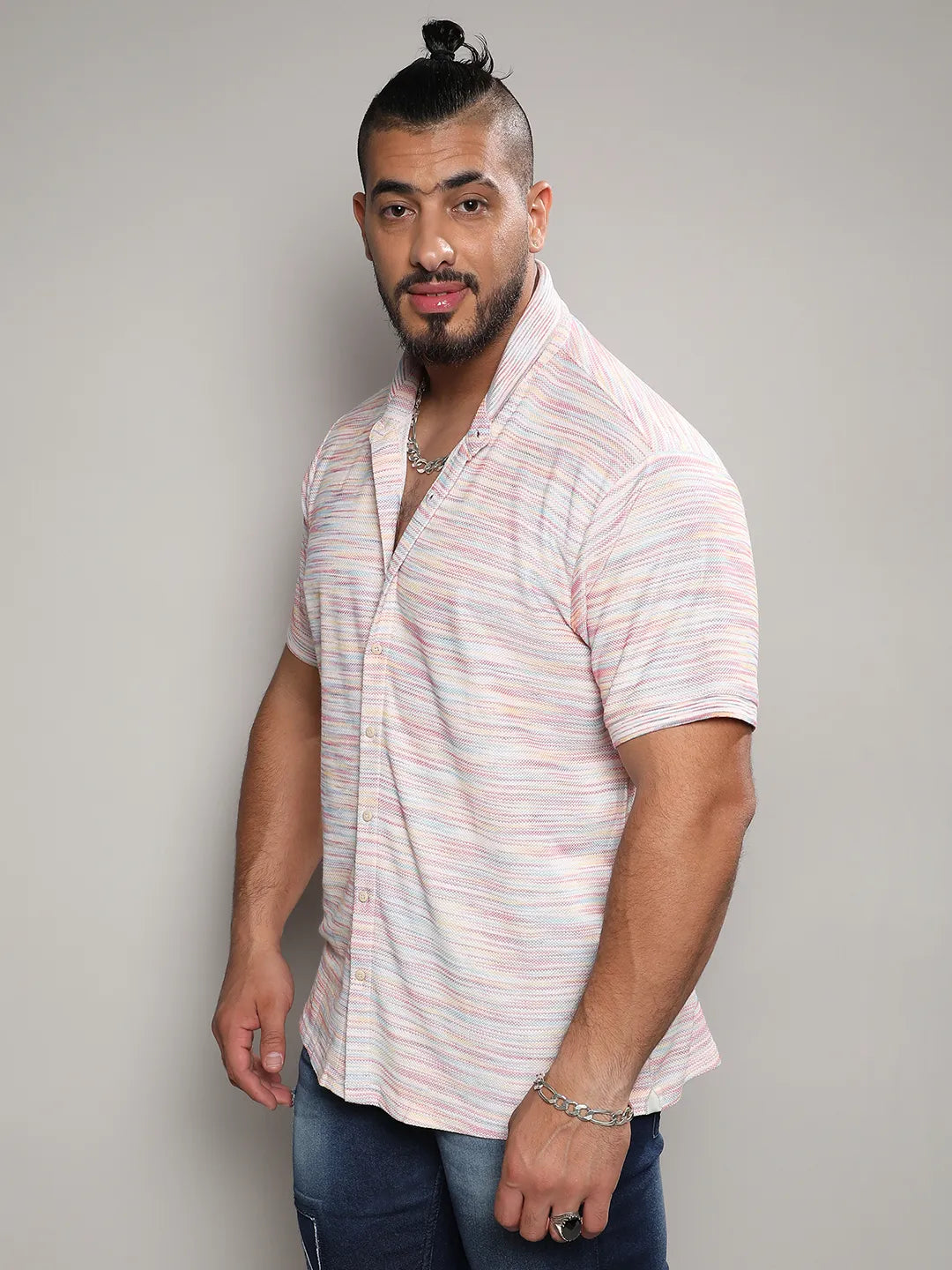 Multicolour Honeycomb Knit Shirt