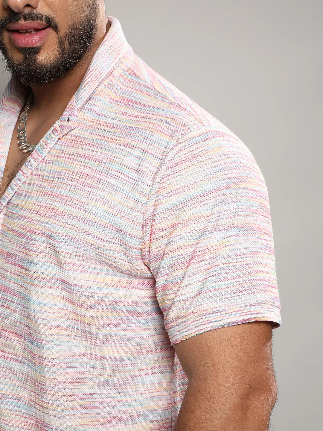 Multicolour Honeycomb Knit Shirt