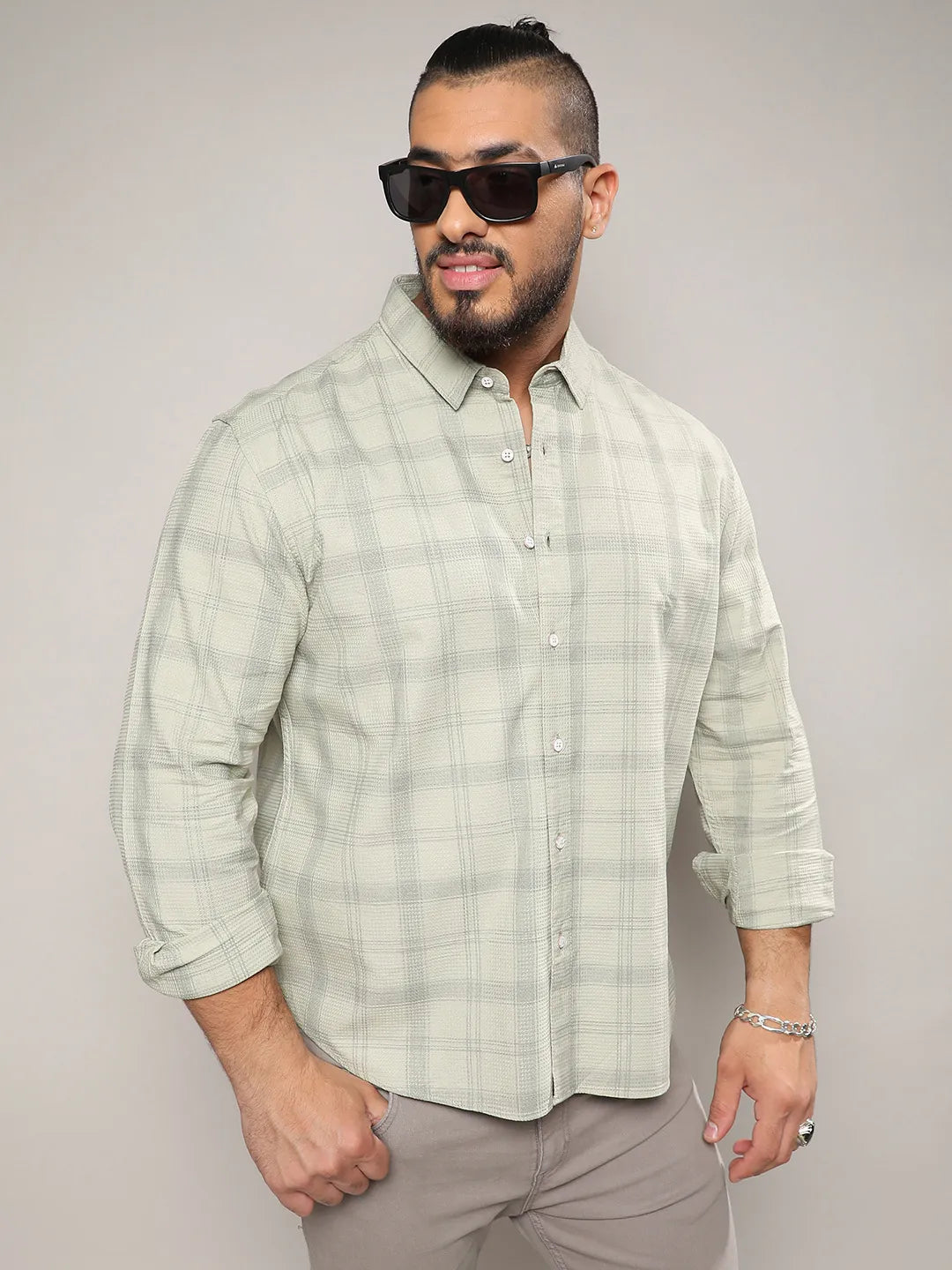 Sage Green Tartan Plaid Shirt