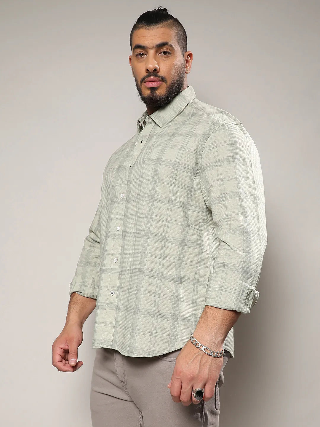 Sage Green Tartan Plaid Shirt