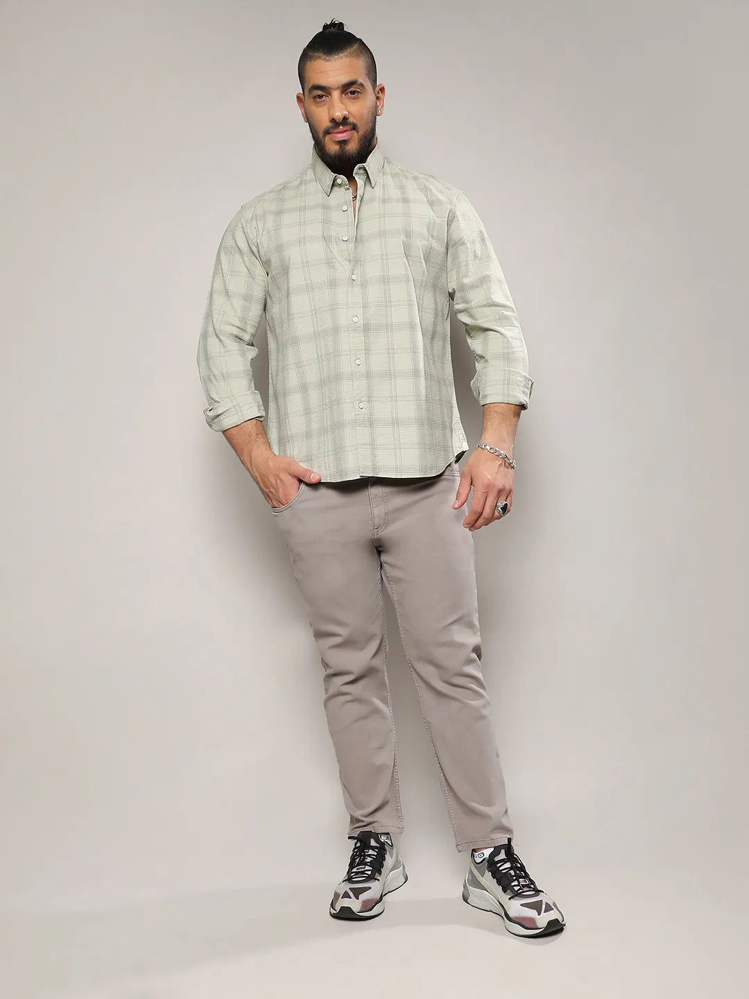 Sage Green Tartan Plaid Shirt
