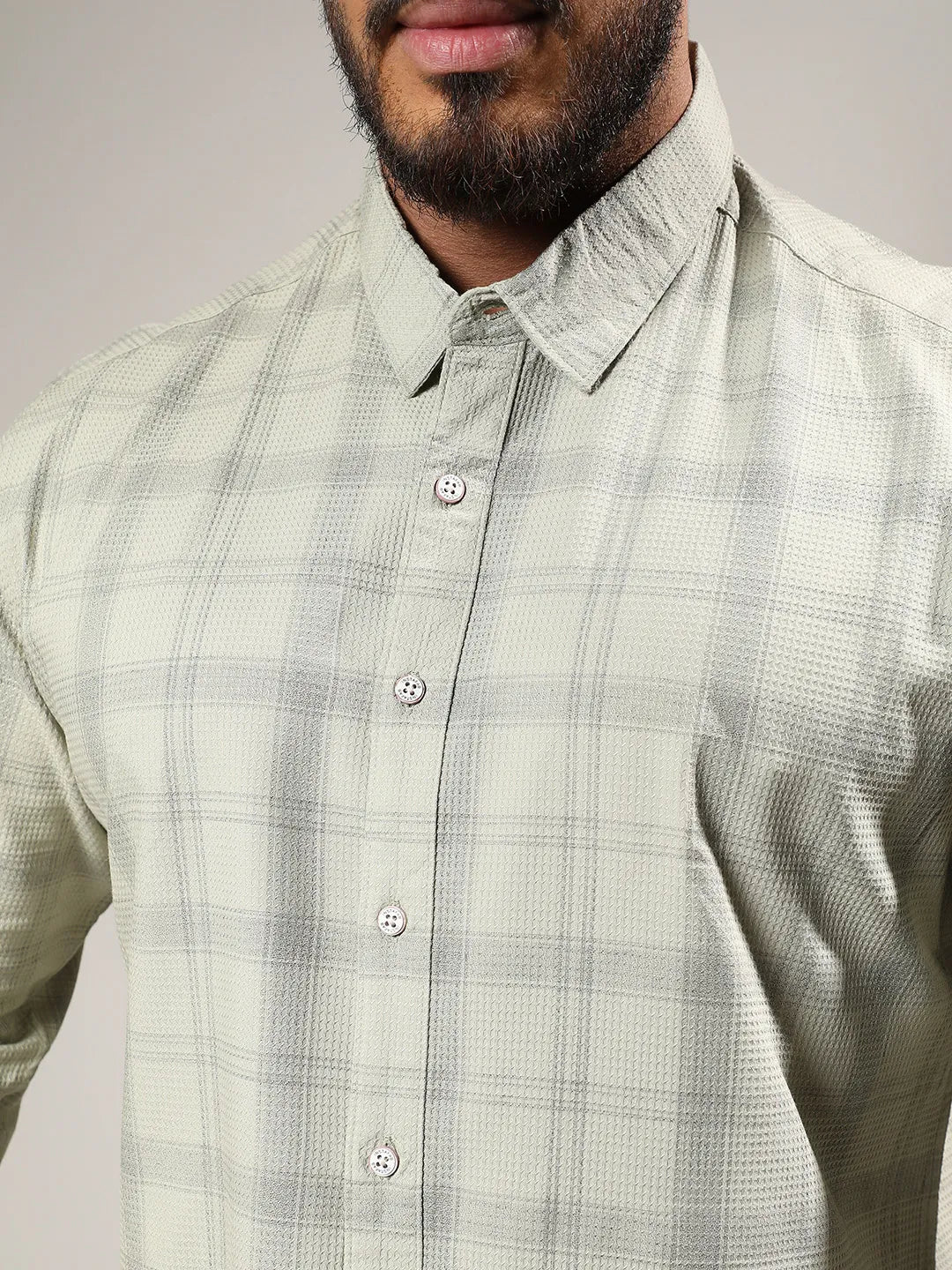 Sage Green Tartan Plaid Shirt