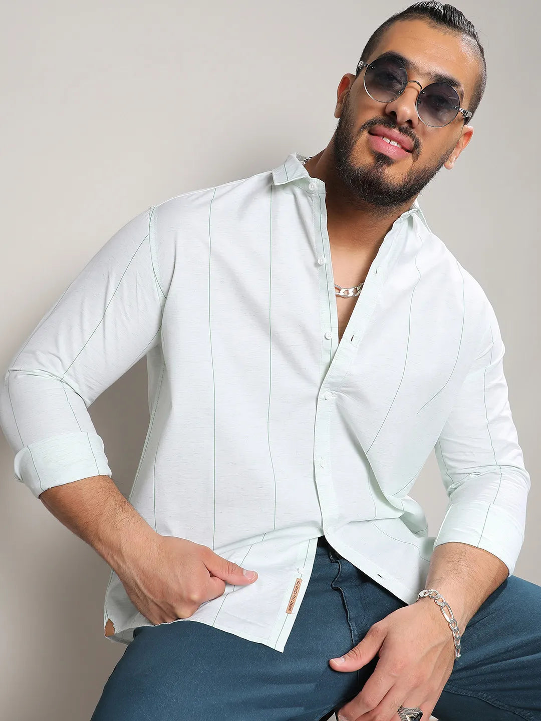 White Heathered Pinstriped Shirt