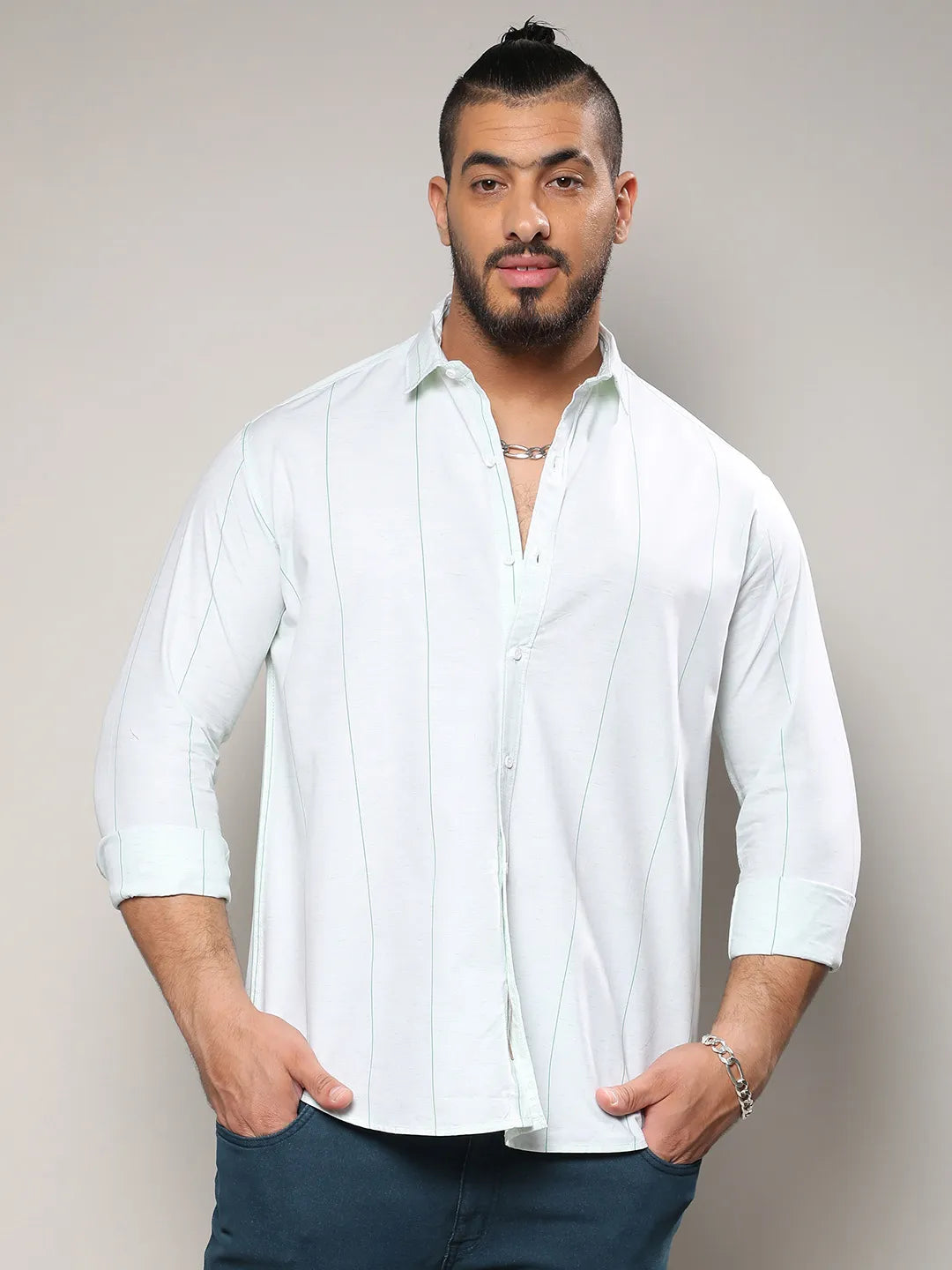 White Heathered Pinstriped Shirt