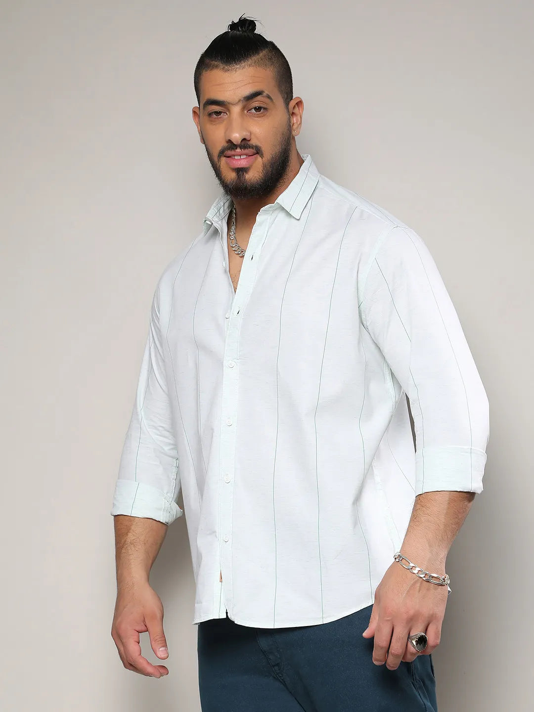White Heathered Pinstriped Shirt