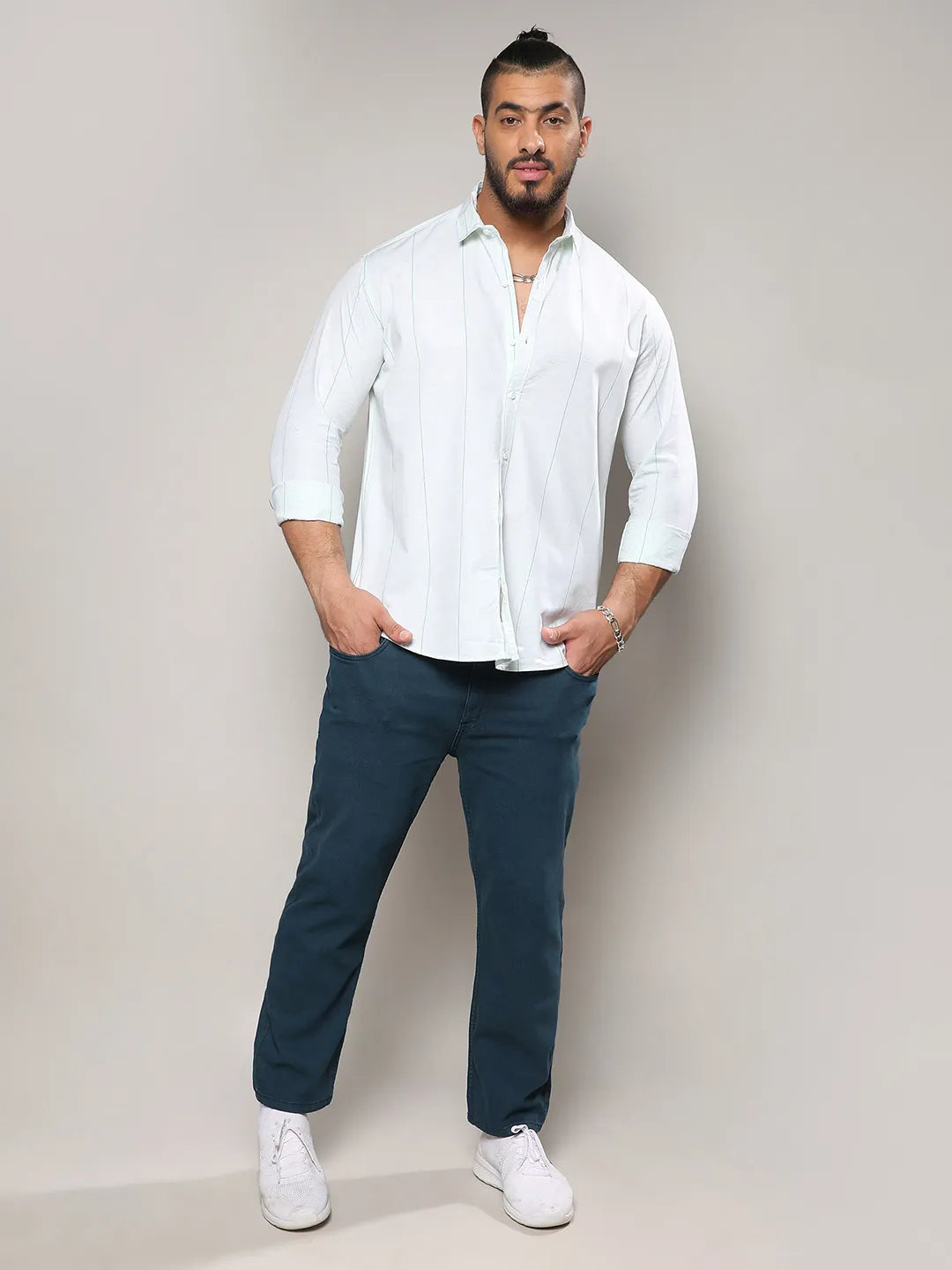 White Heathered Pinstriped Shirt