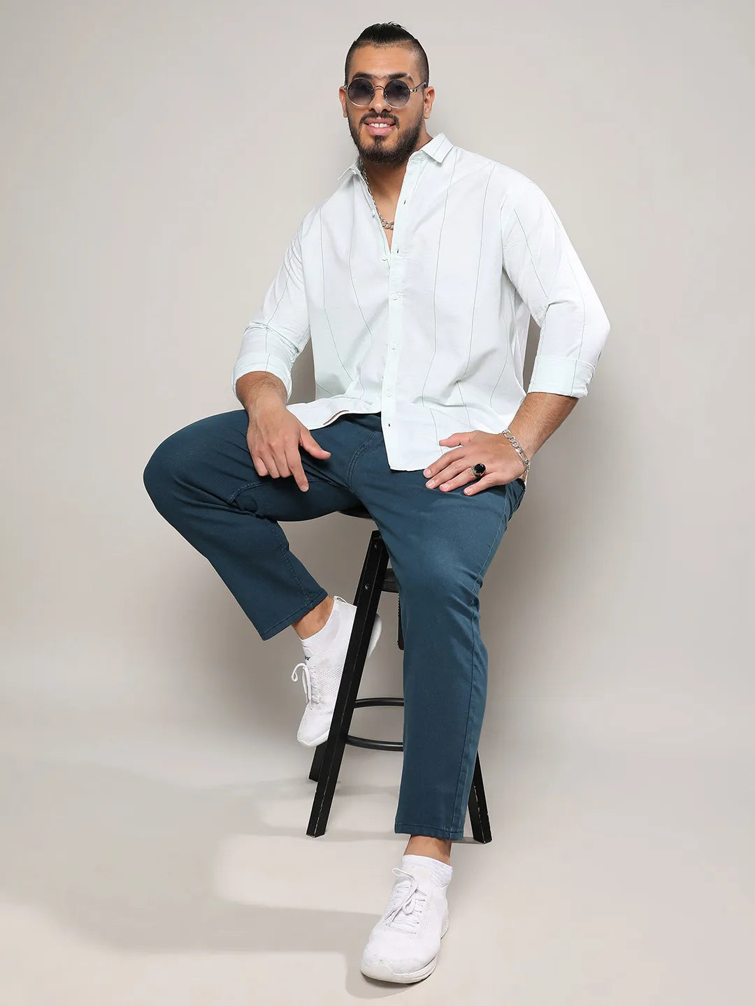 White Heathered Pinstriped Shirt