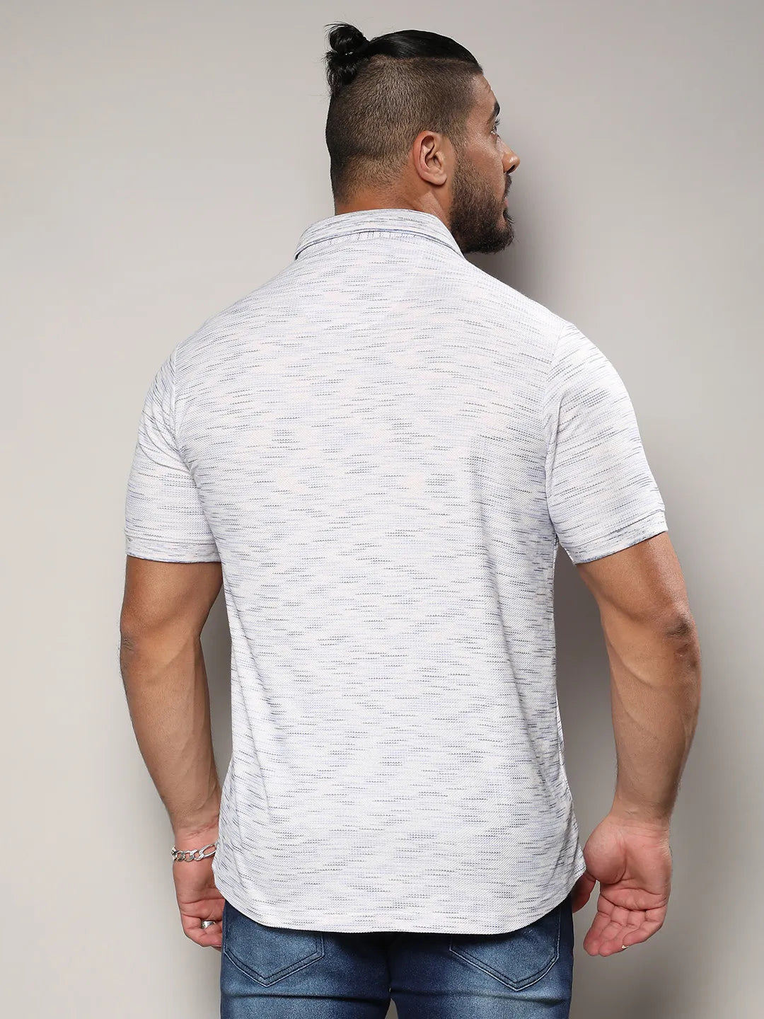 White Honeycomb Knit Shirt
