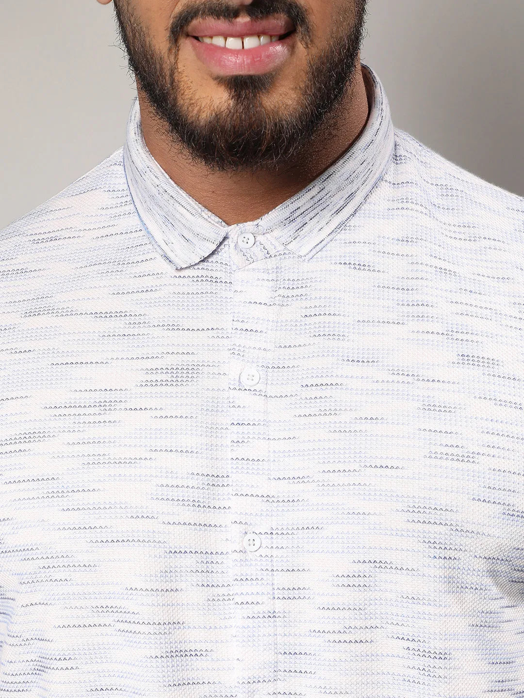 White Honeycomb Knit Shirt
