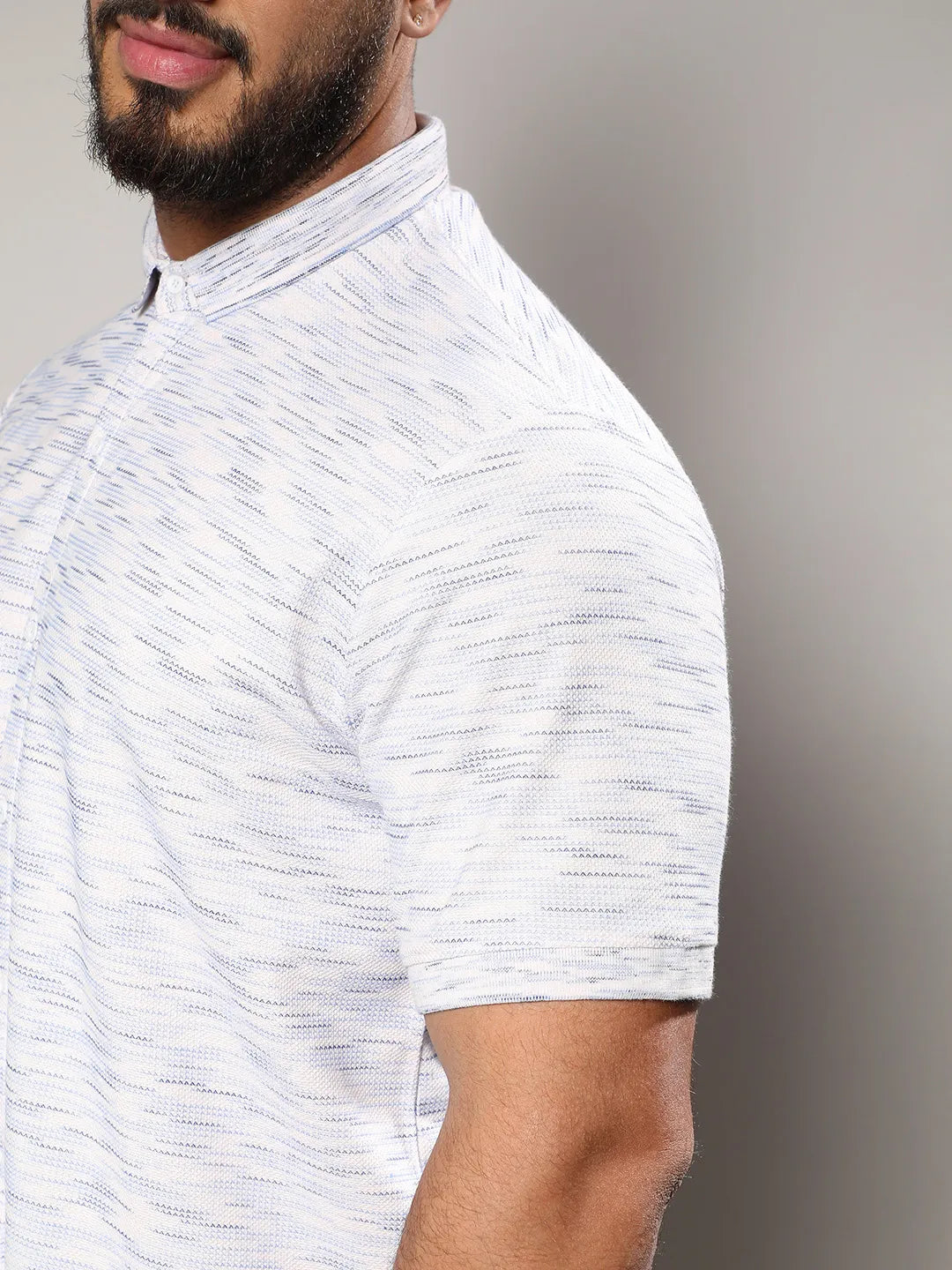 White Honeycomb Knit Shirt