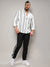 Men's White & Dark Grey Barcode Striped Shirt