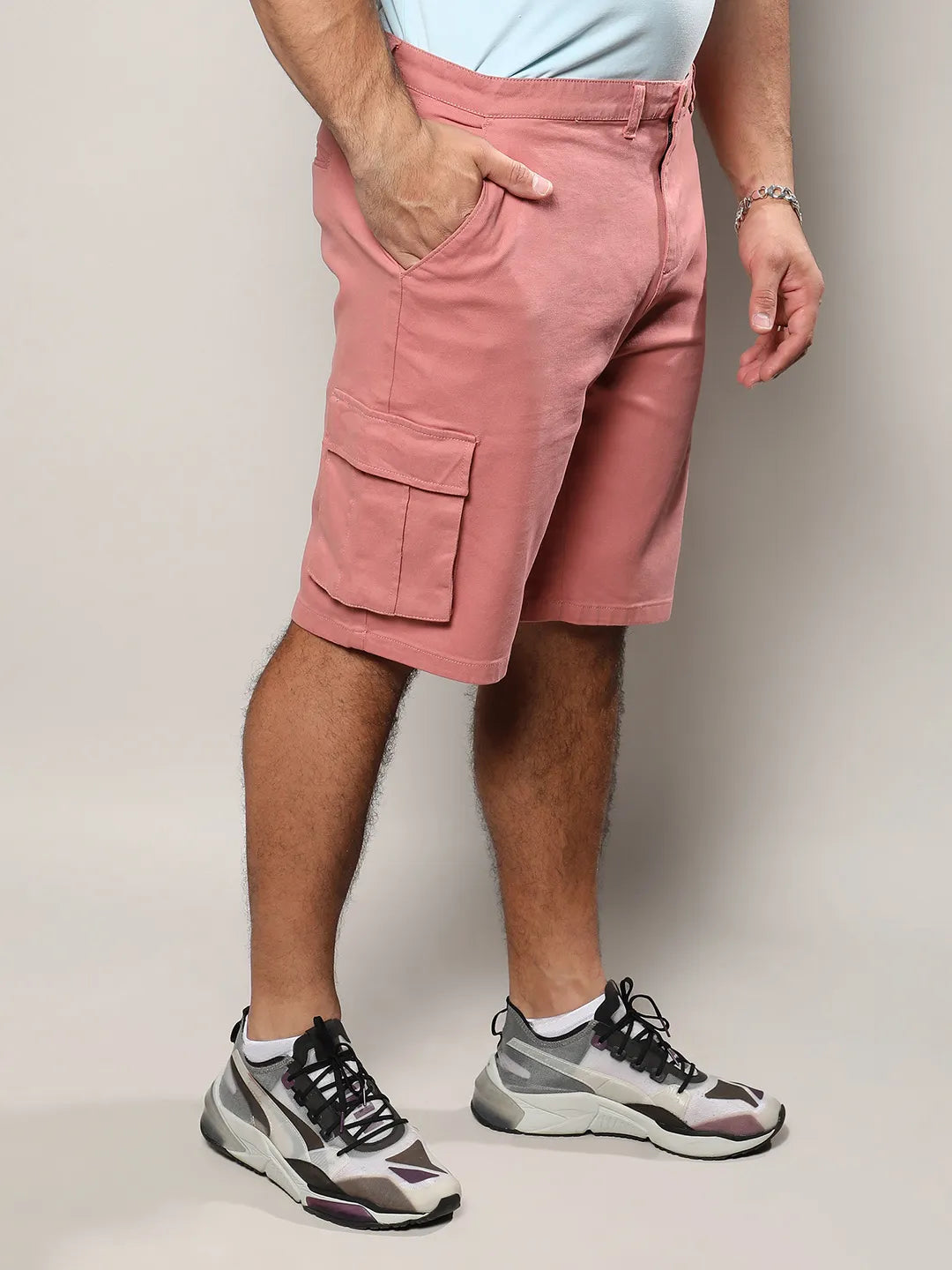 Plus Size Nude Pink Cargo Shorts Sizes 38 44 Instafab Plus
