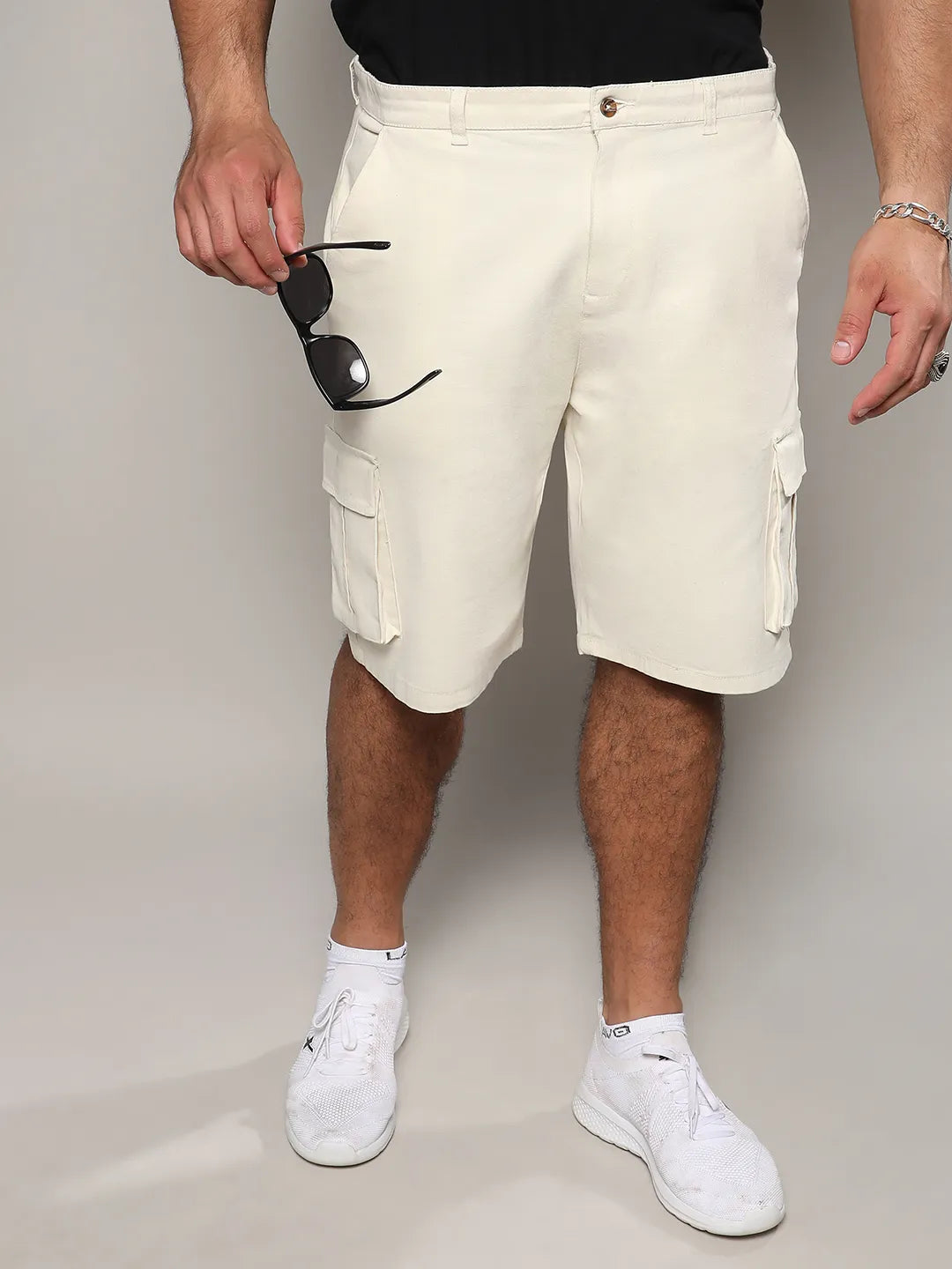 Plus Size Pale Yellow Cargo Shorts Sizes (38-44) Instafab Plus