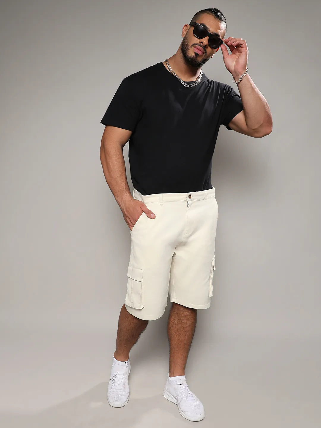 Pale Yellow Cargo Shorts