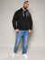 Plus Size Men's Black Pullover Hoodie With Contrast Drawstring