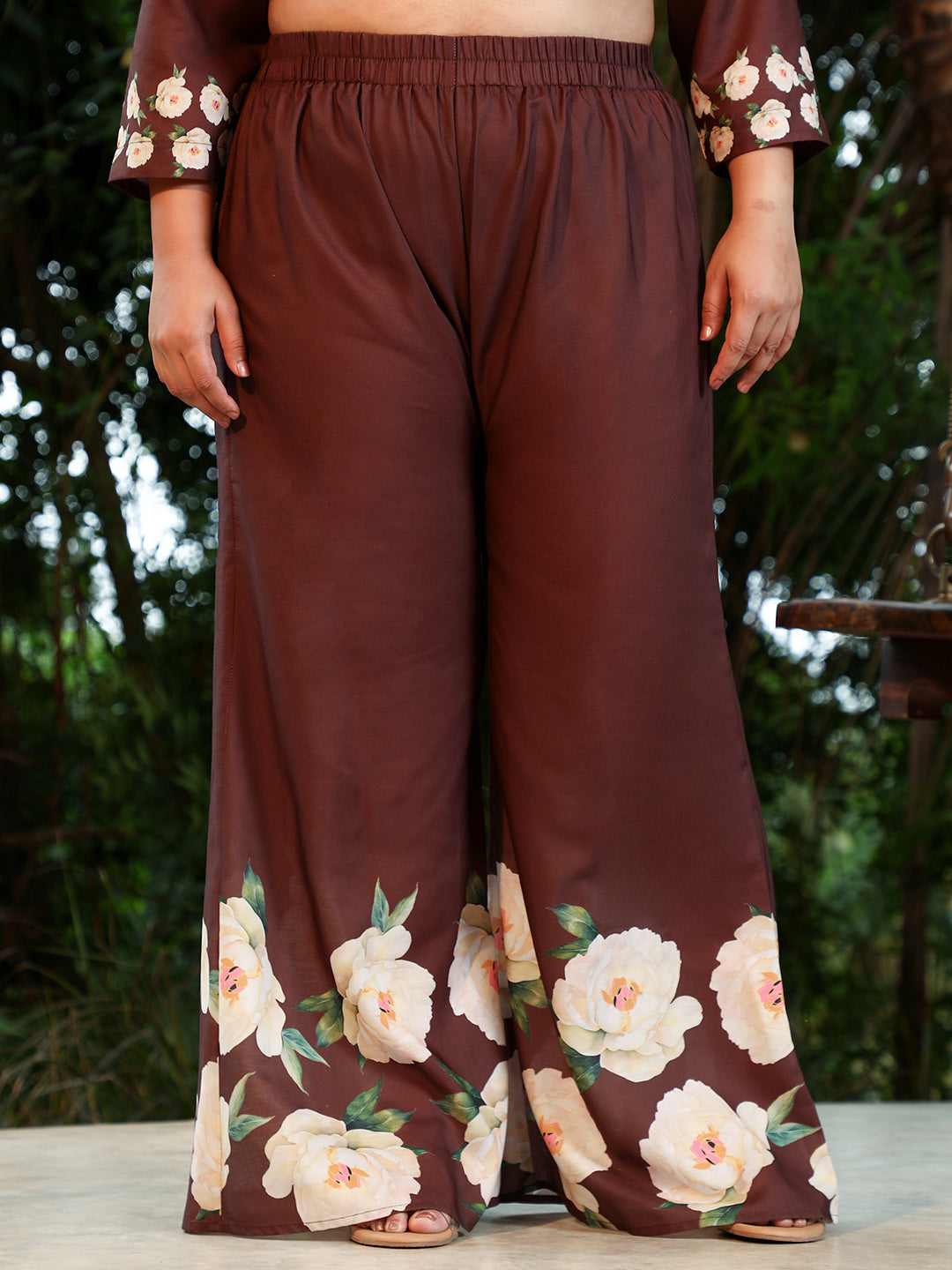 Flared Roses-Imprint Kurta Set