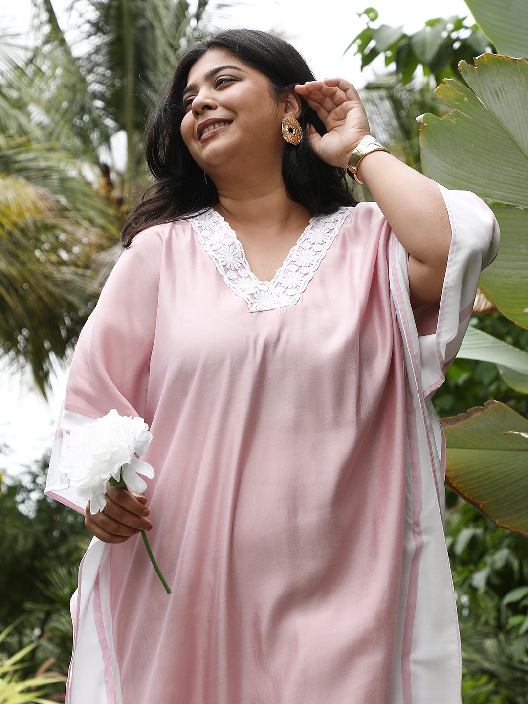 Panel-Striped Kaftan Kurta Set