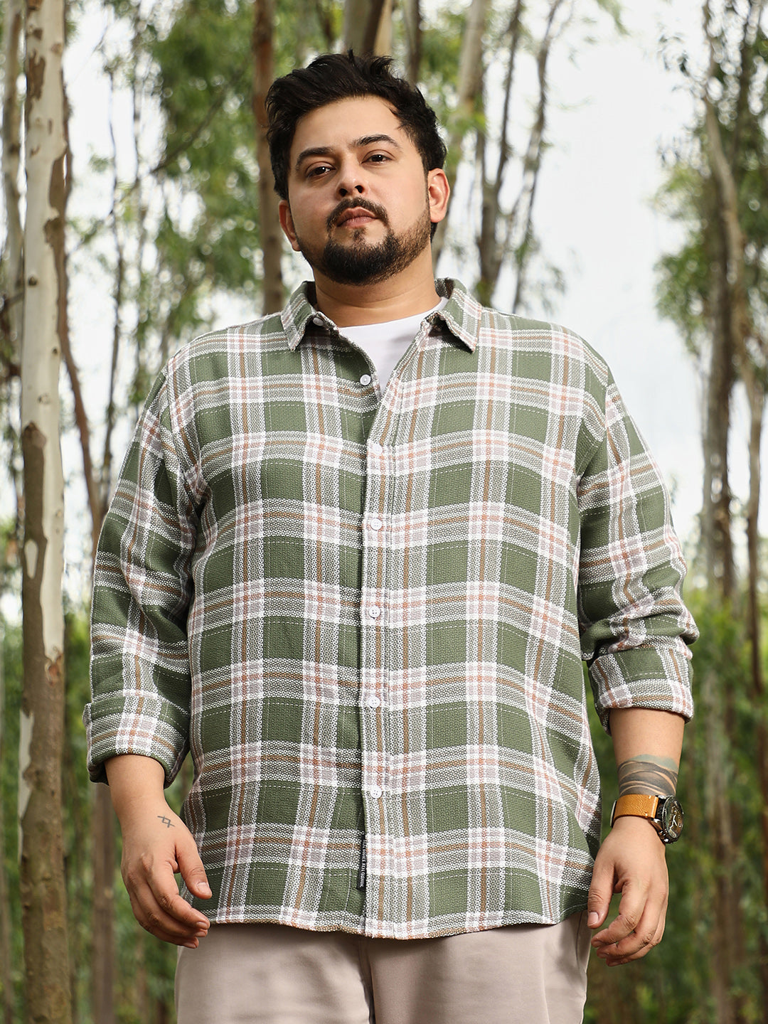 Sonic-Plaid Check Jacquard Shirt