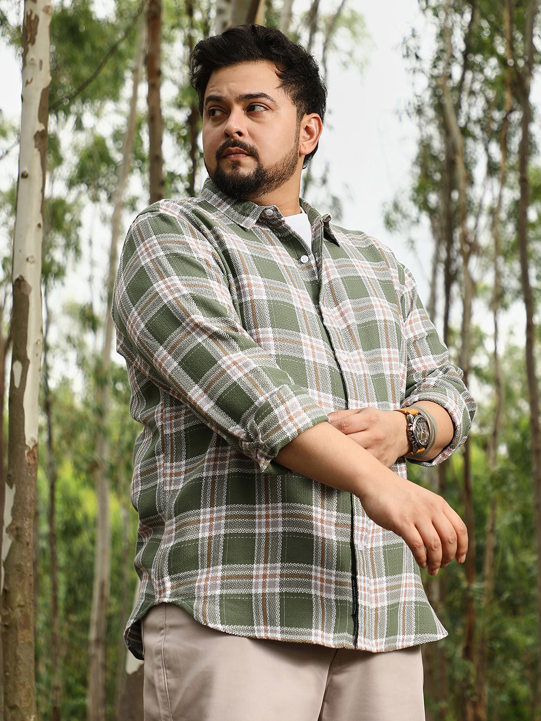 Sonic-Plaid Check Jacquard Shirt