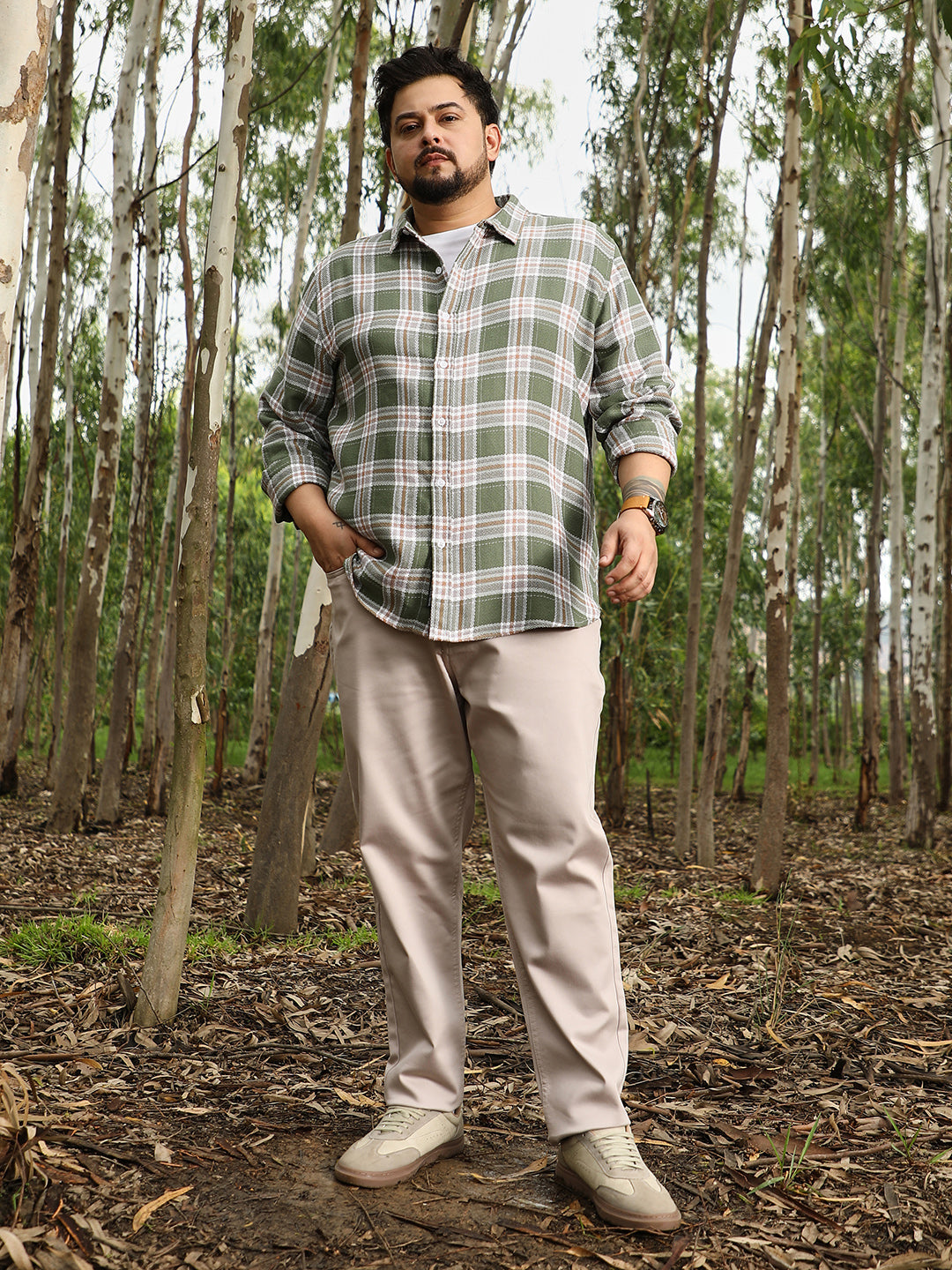 Sonic-Plaid Check Jacquard Shirt